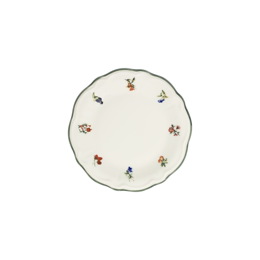 Zestaw obiadowy 24 szt. biały/zielony/porcelana