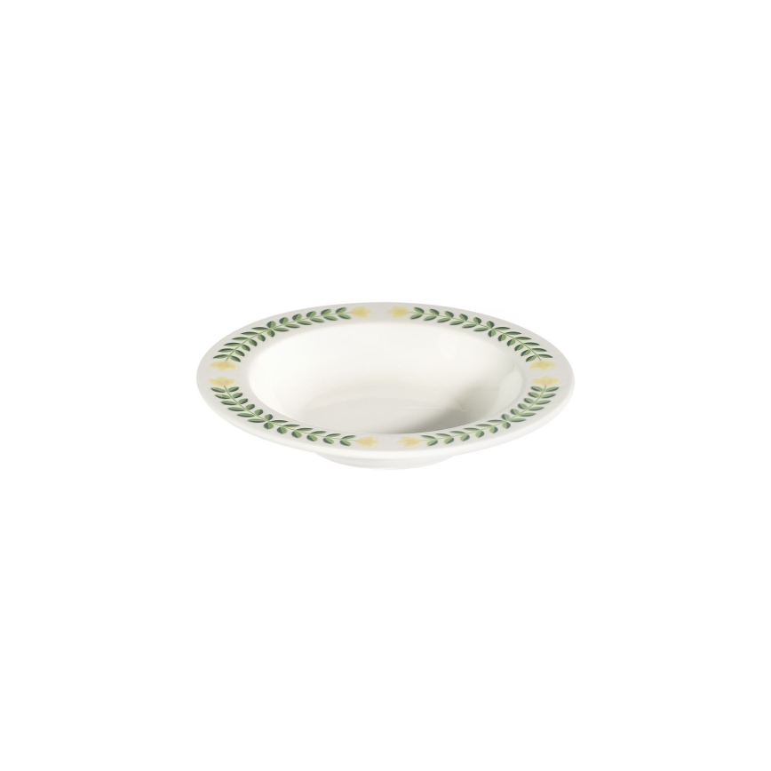 Zestaw obiadowy 24 szt. biały/zielony/żółty/porcelana