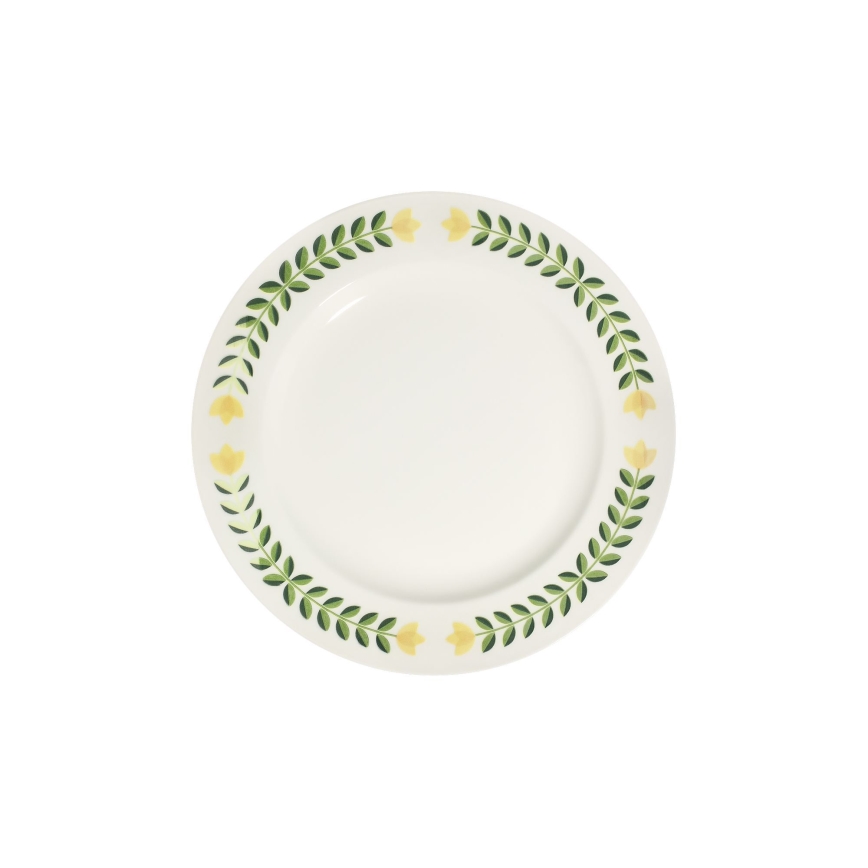 Zestaw obiadowy 24 szt. biały/zielony/żółty/porcelana