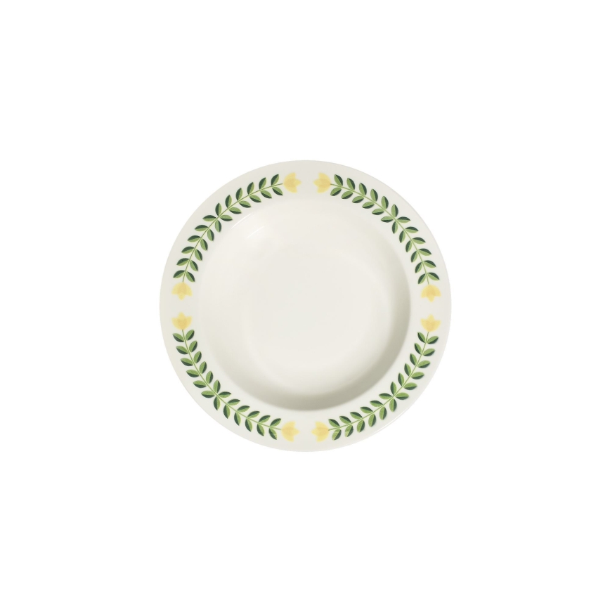Zestaw obiadowy 24 szt. biały/zielony/żółty/porcelana