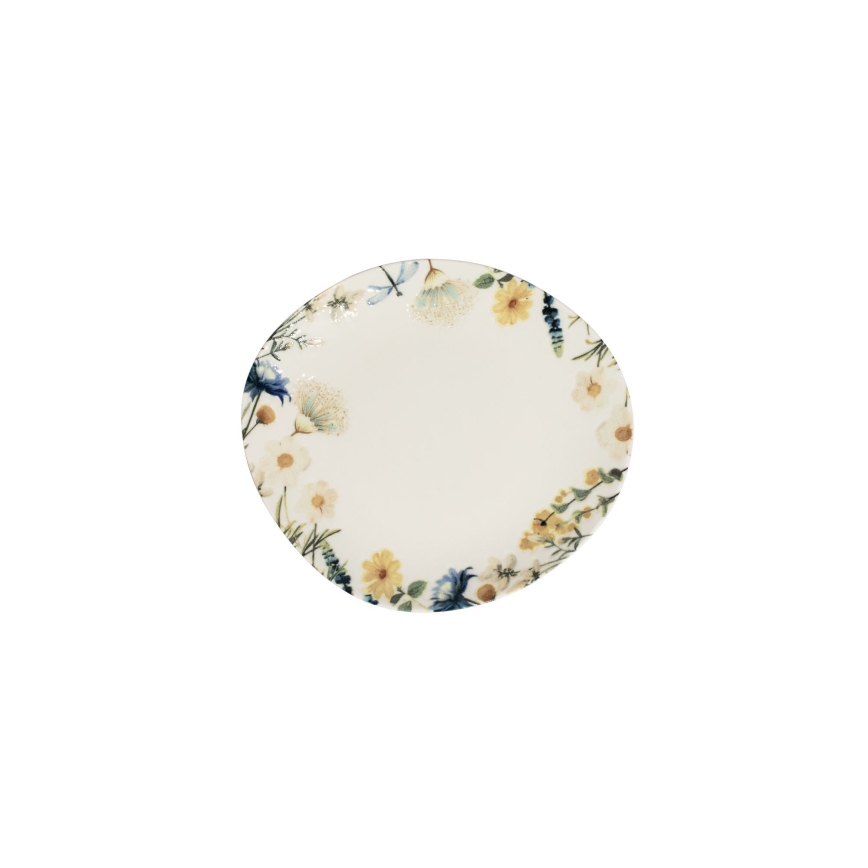 Zestaw obiadowy 24 szt. kolorowy/brązowy/porcelanowy