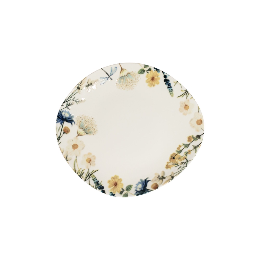 Zestaw obiadowy 24 szt. kolorowy/brązowy/porcelanowy