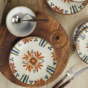 Zestaw obiadowy 24 szt. kolorowy/porcelana
