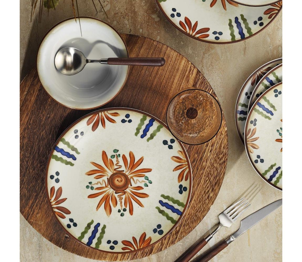 Zestaw obiadowy 24 szt. kolorowy/porcelana