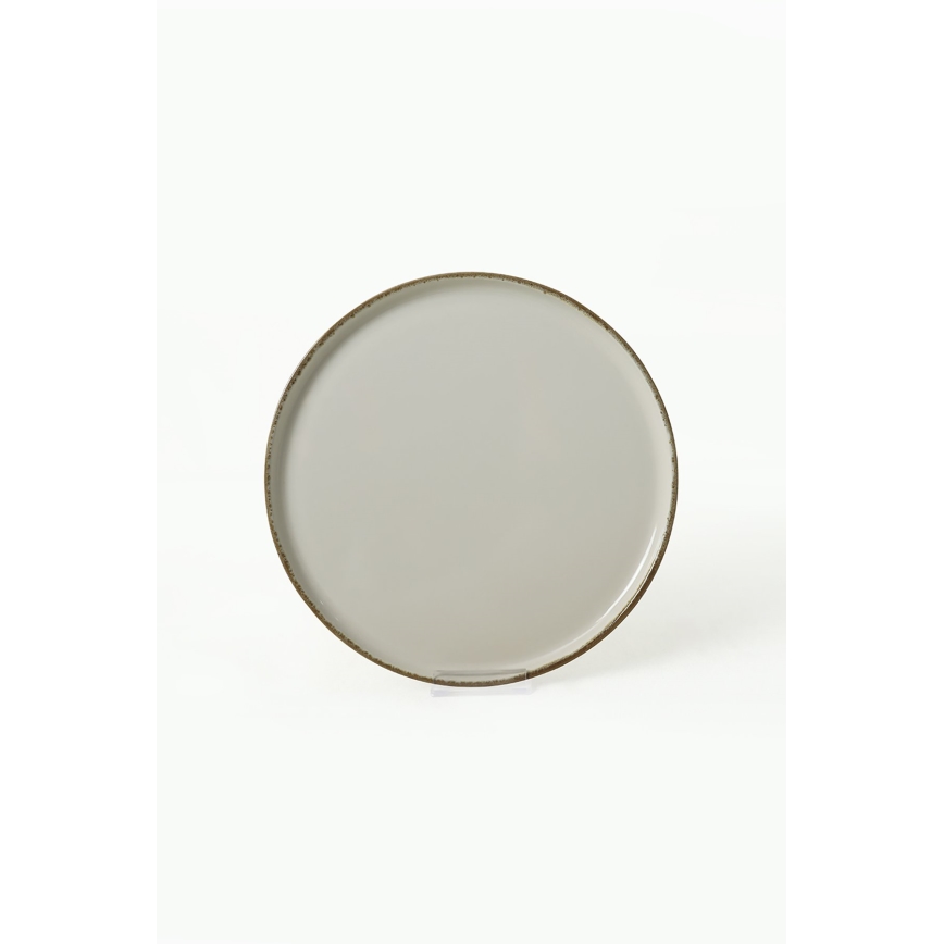 Zestaw obiadowy 24 szt., kremowo-brązowy, ceramika