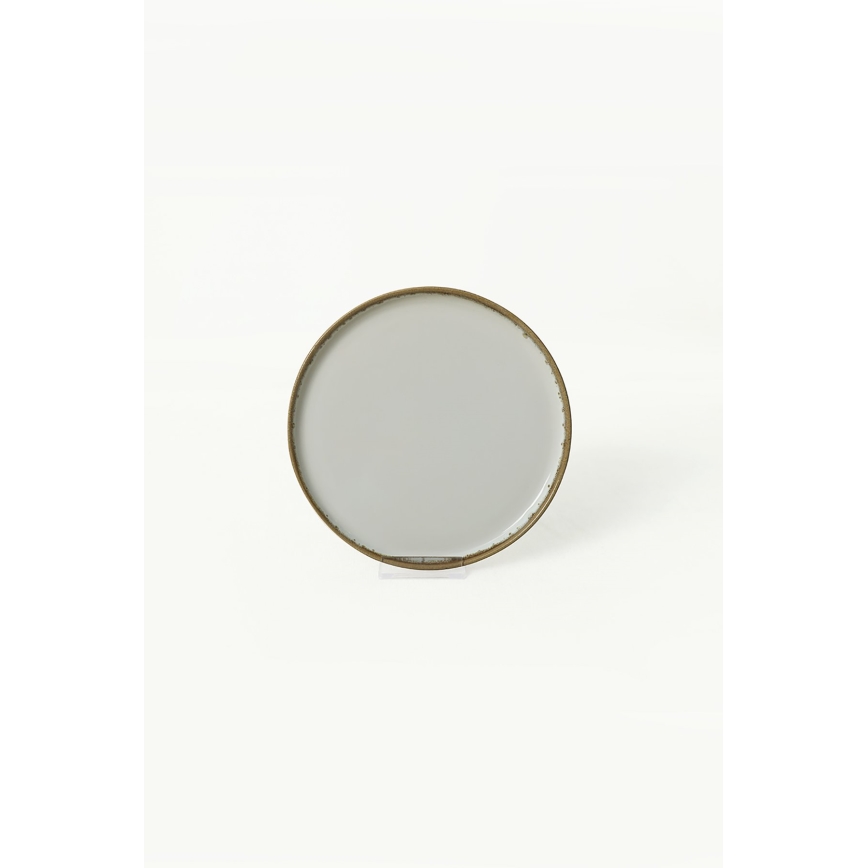 Zestaw obiadowy 24 szt., kremowo-brązowy, ceramika