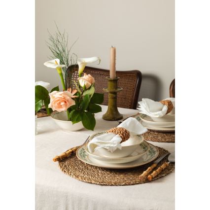 Zestaw obiadowy 24 szt. kremowy/beżowy/zielony/porcelana