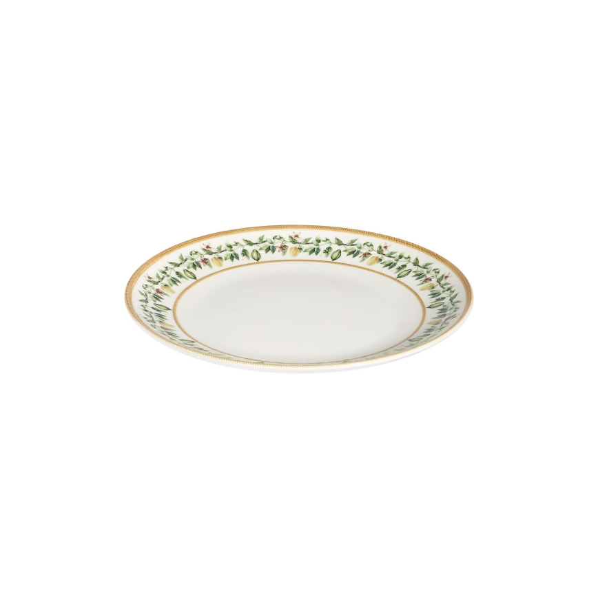 Zestaw obiadowy 24 szt. kremowy/beżowy/zielony/porcelana