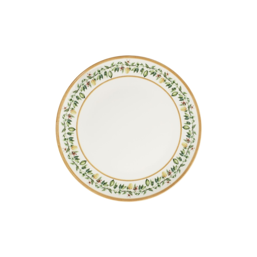 Zestaw obiadowy 24 szt. kremowy/beżowy/zielony/porcelana