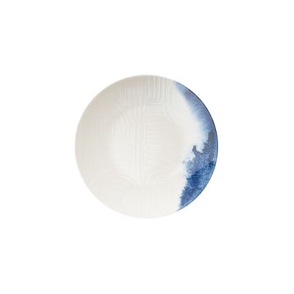 Zestaw obiadowy 24 szt. kremowy/niebieski/porcelana