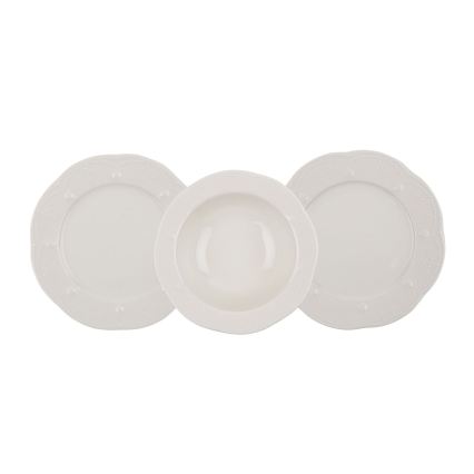 Zestaw obiadowy 24 szt. kremowy/porcelana