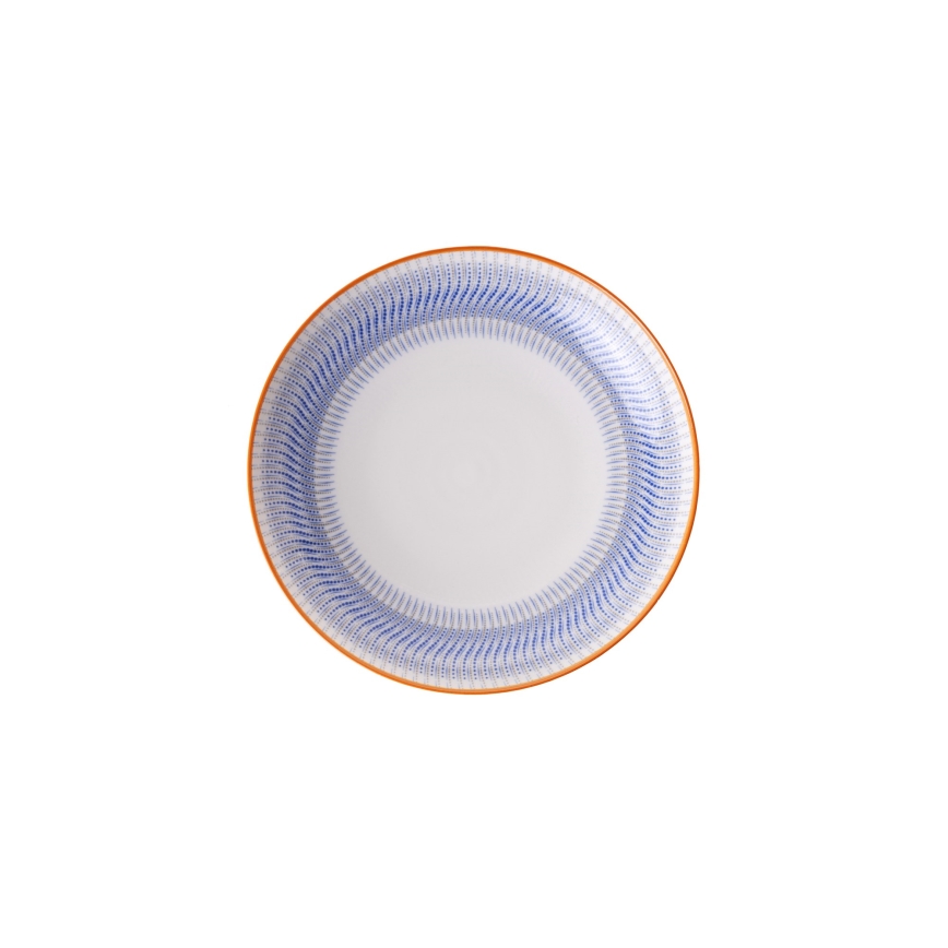 Zestaw obiadowy 24 szt. niebieski/pomarańczowy/porcelana