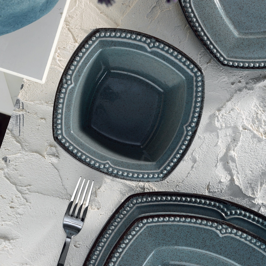 Zestaw obiadowy 24 szt niebieski/porcelana