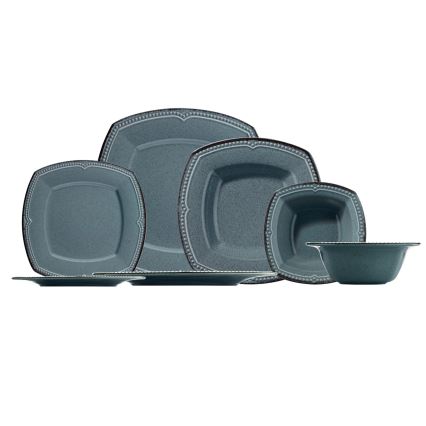 Zestaw obiadowy 24 szt niebieski/porcelana