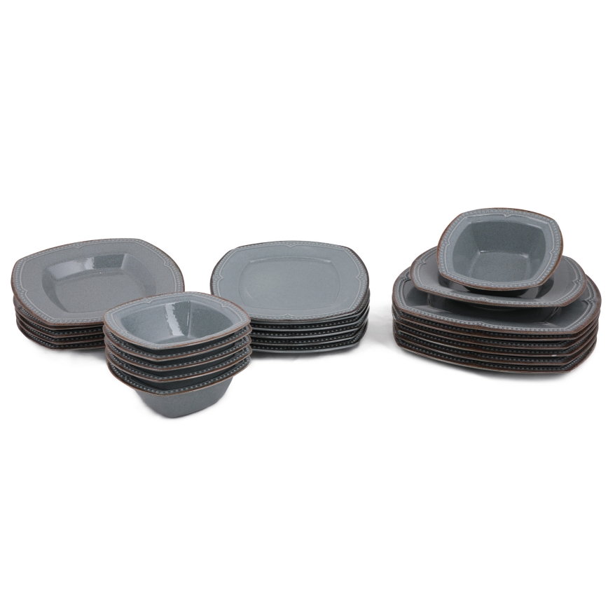 Zestaw obiadowy 24 szt niebieski/porcelana