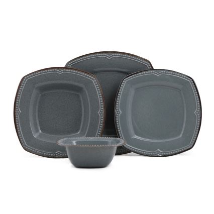 Zestaw obiadowy 24 szt niebieski/porcelana