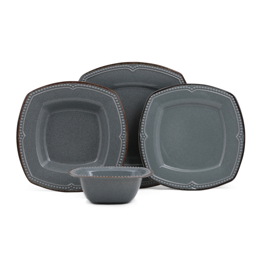 Zestaw obiadowy 24 szt niebieski/porcelana