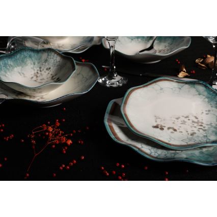 Zestaw obiadowy 24 szt., porcelana, niebieski