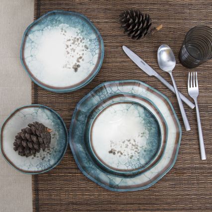 Zestaw obiadowy 24 szt., porcelana, niebieski