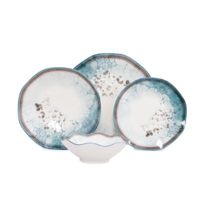 Zestaw obiadowy 24 szt., porcelana, niebieski