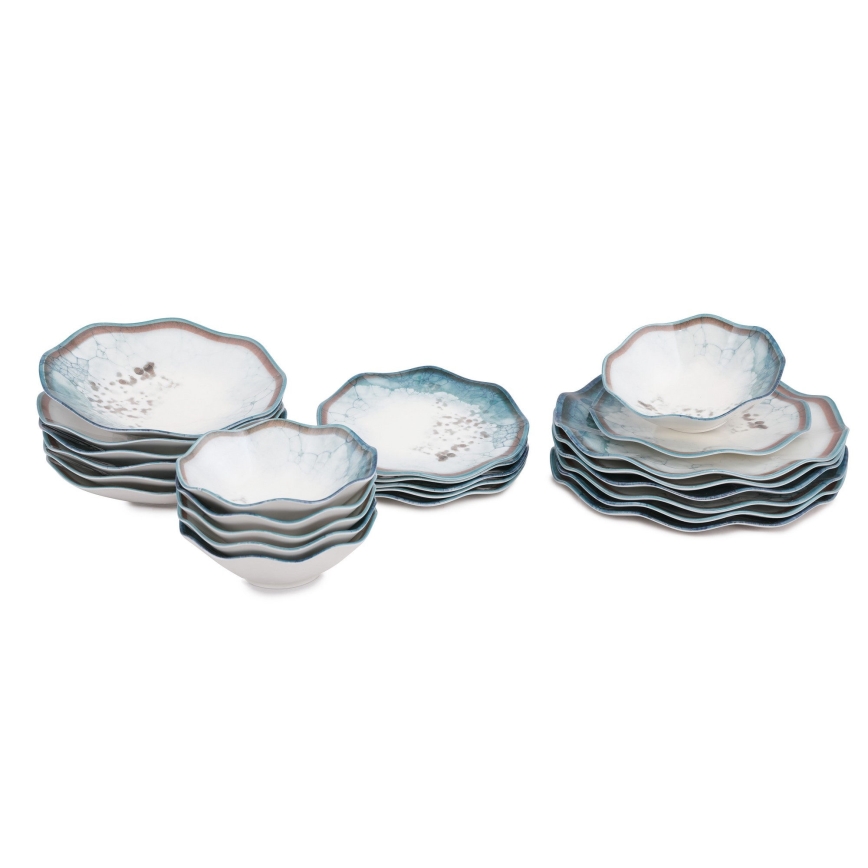Zestaw obiadowy 24 szt., porcelana, niebieski