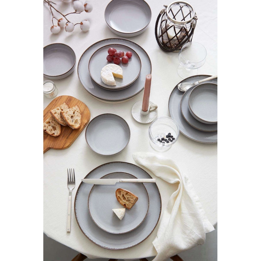 Zestaw obiadowy 24 szt. szary/porcelana