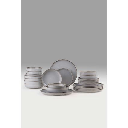 Zestaw obiadowy 24 szt. szary/porcelana