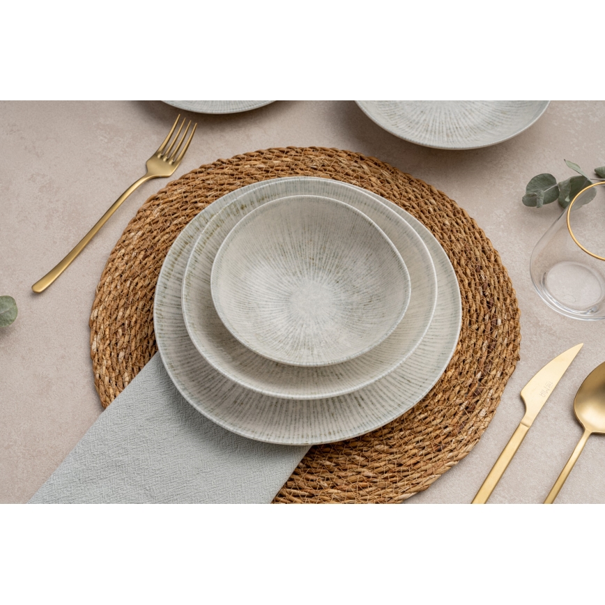 Zestaw obiadowy 24 szt. szary/porcelana