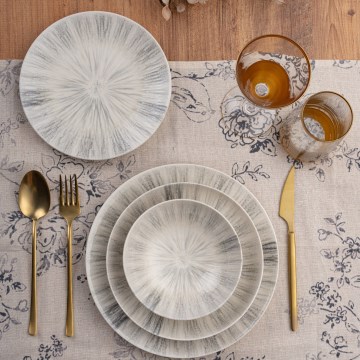 Zestaw obiadowy 24 szt. szary/porcelana