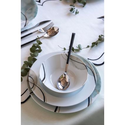 Zestaw obiadowy 24 szt. – szary/zielony, porcelana