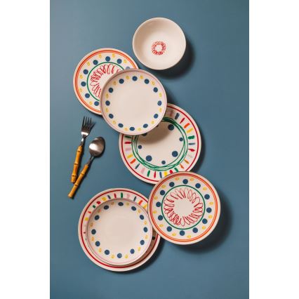 Zestaw obiadowy 24 szt. wielobarwny/porcelana