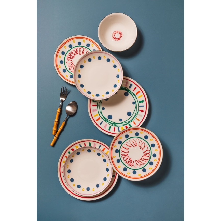 Zestaw obiadowy 24 szt. wielobarwny/porcelana