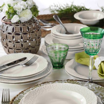 Zestaw obiadowy 24‑częściowy, biały, porcelana