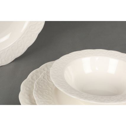 Zestaw obiadowy 24‑częściowy, biały, porcelana
