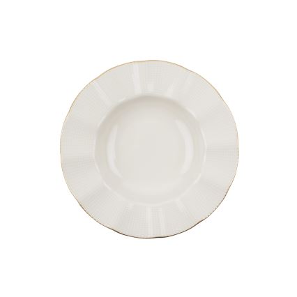 Zestaw obiadowy 24‑częściowy, biały/złoty, porcelana