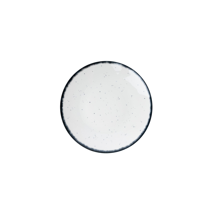 Zestaw obiadowy 24‑częściowy, porcelanowy, biały/czarny