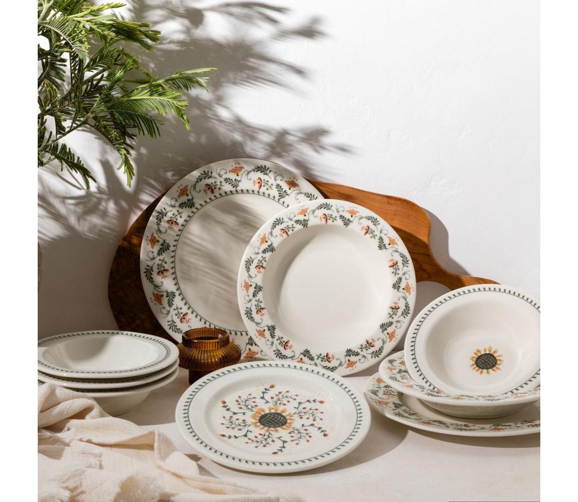 Zestaw obiadowy 24‑częściowy, wielobarwny, porcelana