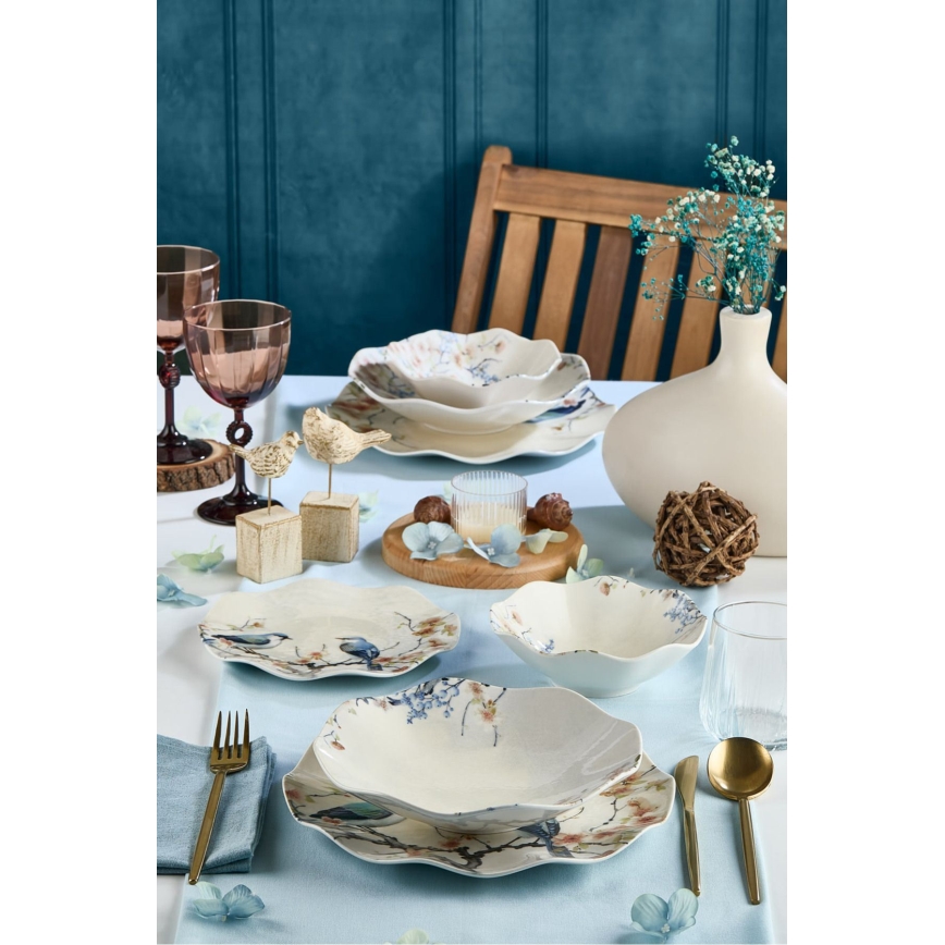 Zestaw obiadowy 24‑częściowy, wielobarwny, wykonany z porcelany