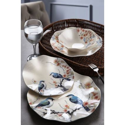 Zestaw obiadowy 24‑częściowy, wielobarwny, wykonany z porcelany