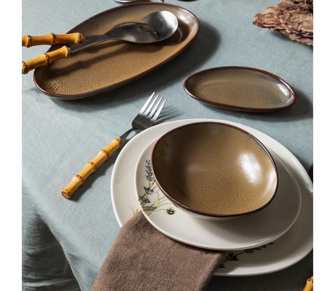 Zestaw obiadowy 27-częściowy, biały/brązowy, porcelana