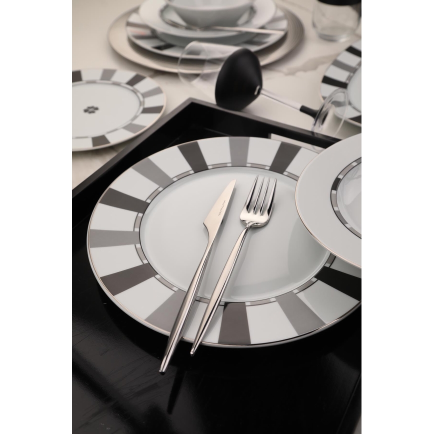 Zestaw obiadowy 27 elementów, biały/szary/porcelana