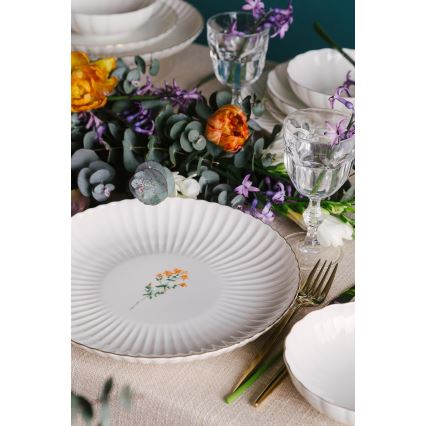 Zestaw obiadowy 27 elementów biały/złoty/porcelana