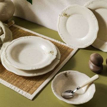 Zestaw obiadowy 27 szt. kremowy/porcelana