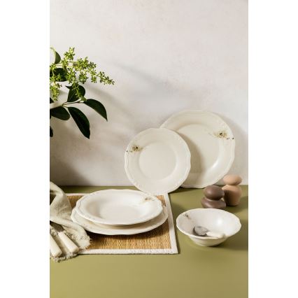 Zestaw obiadowy 27 szt. kremowy/porcelana