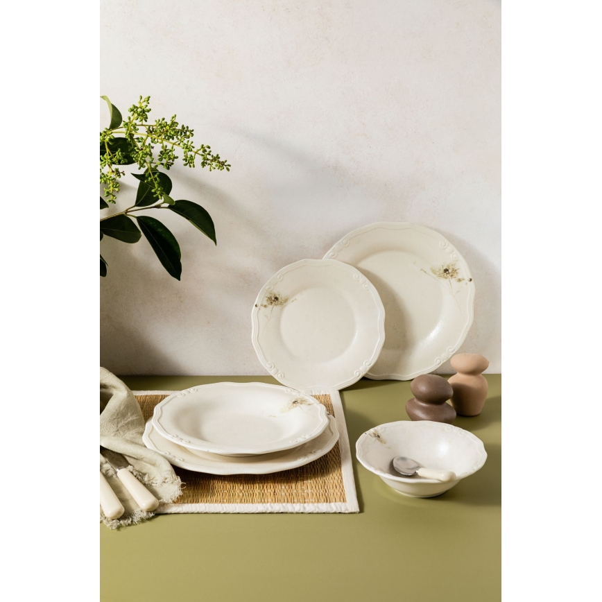 Zestaw obiadowy 27 szt. kremowy/porcelana