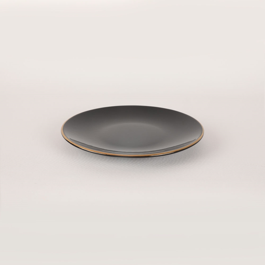 Zestaw obiadowy 44 szt. czarny/złoty/kamionka