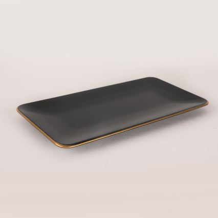 Zestaw obiadowy 44 szt. czarny/złoty/kamionka