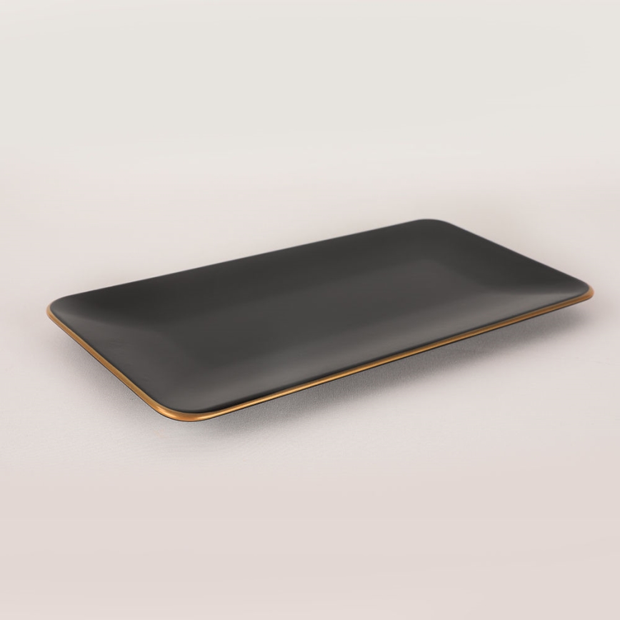 Zestaw obiadowy 44 szt. czarny/złoty/kamionka