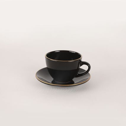 Zestaw obiadowy 44 szt. czarny/złoty/kamionka