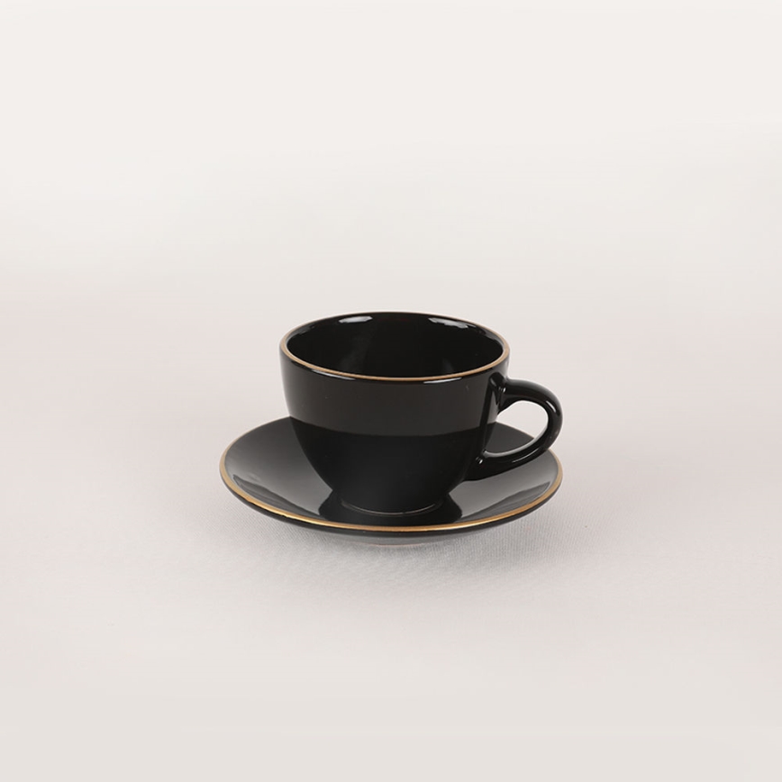 Zestaw obiadowy 44 szt. czarny/złoty/kamionka